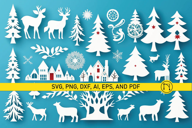 Paper Cut Christmas Element SVG Bundle SVG MD JOYNAL ABDIN 