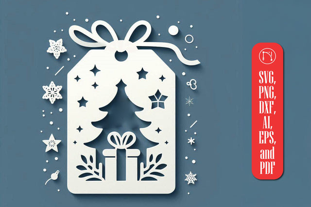 Paper Cut Christmas Gift Tag SVG Cut File SVG MD JOYNAL ABDIN 