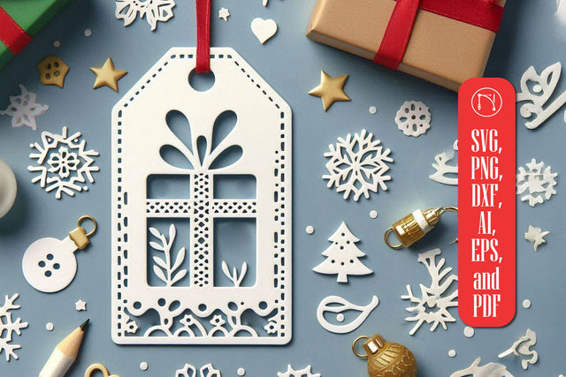 Paper Cut Christmas Gift Tag SVG Cut File SVG MD JOYNAL ABDIN 