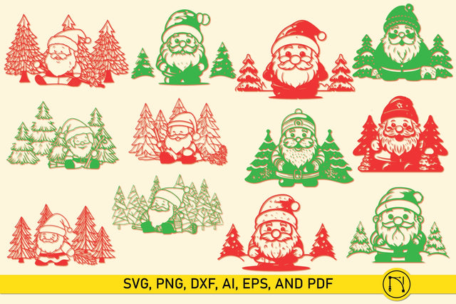 Paper Cut Christmas Gnome SVG Bundle SVG MD JOYNAL ABDIN 