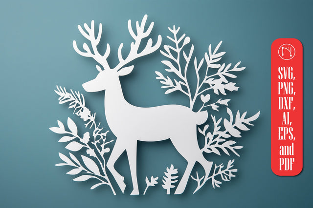Paper Cut Christmas Reindeer SVG Cut File SVG MD JOYNAL ABDIN 