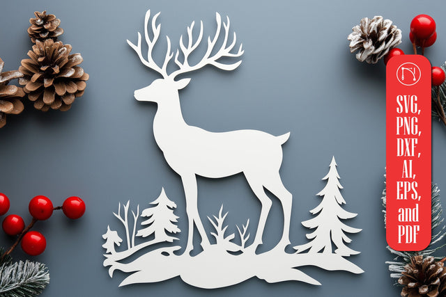 Paper Cut Christmas Reindeer SVG Cut File SVG MD JOYNAL ABDIN 
