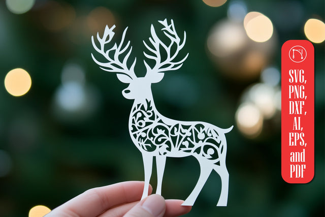 Paper Cut Christmas Reindeer SVG Cut File SVG MD JOYNAL ABDIN 