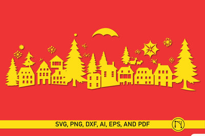 Paper Cut Christmas Scene SVG SVG MD JOYNAL ABDIN 