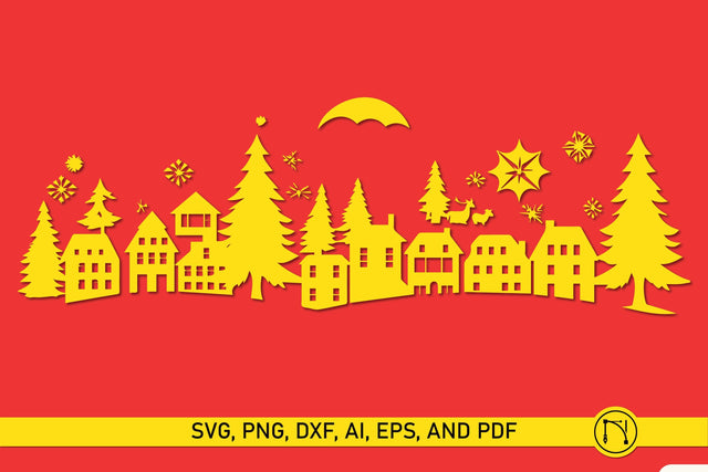 Paper Cut Christmas Scene SVG SVG MD JOYNAL ABDIN 