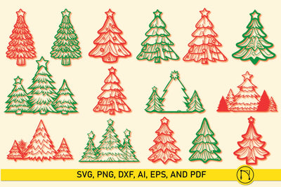 Paper Cut Christmas Tree SVG Bundle SVG MD JOYNAL ABDIN 
