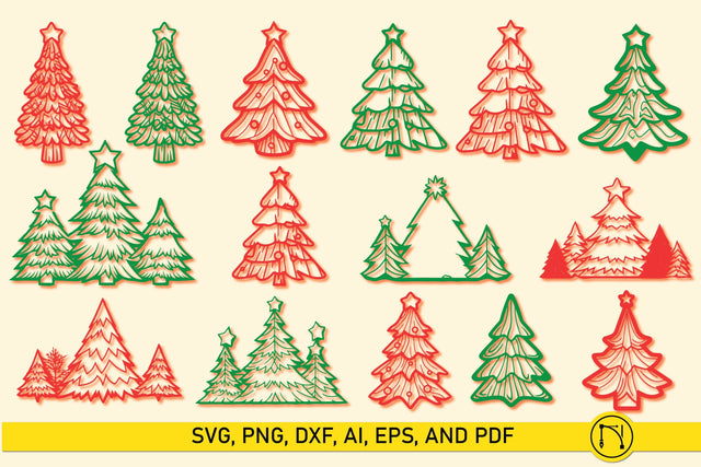 Paper Cut Christmas Tree SVG Bundle SVG MD JOYNAL ABDIN 