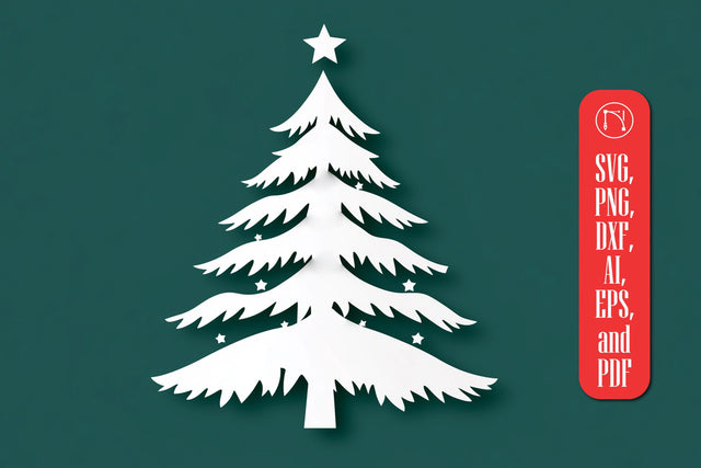 Paper Cut Christmas Tree SVG Cut File SVG MD JOYNAL ABDIN 