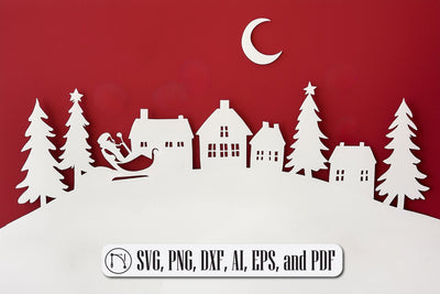 Paper-Cut Christmas Village SVG Cut File SVG MD JOYNAL ABDIN 