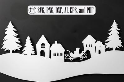 Paper-Cut Christmas Village SVG Cut File SVG MD JOYNAL ABDIN 