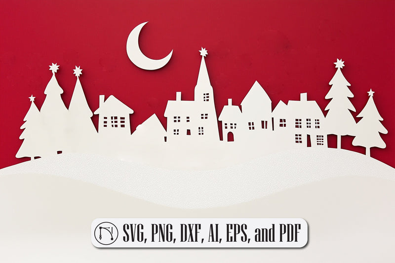 Paper-Cut Christmas Village SVG Cut File SVG MD JOYNAL ABDIN 