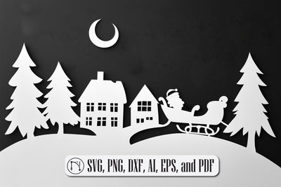Paper-Cut Christmas Village SVG Cut File SVG MD JOYNAL ABDIN 
