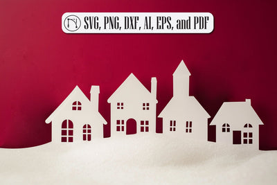 Paper Cut Christmas Village SVG Cut File SVG MD JOYNAL ABDIN 