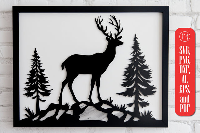 Paper cut Deer Wall art SVG cut file SVG MD JOYNAL ABDIN 