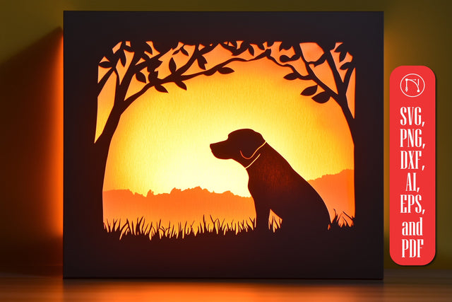 paper cut dog shadow box SVG cut file SVG MD JOYNAL ABDIN 