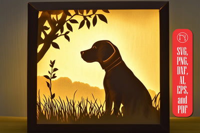 paper cut dog shadow box SVG cut file SVG MD JOYNAL ABDIN 