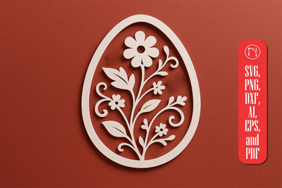 Paper Cut Floral Egg SVG Cut File SVG MD JOYNAL ABDIN 
