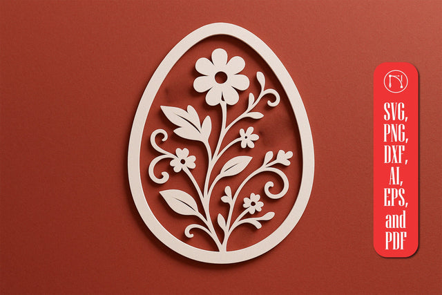 Paper Cut Floral Egg SVG Cut File SVG MD JOYNAL ABDIN 