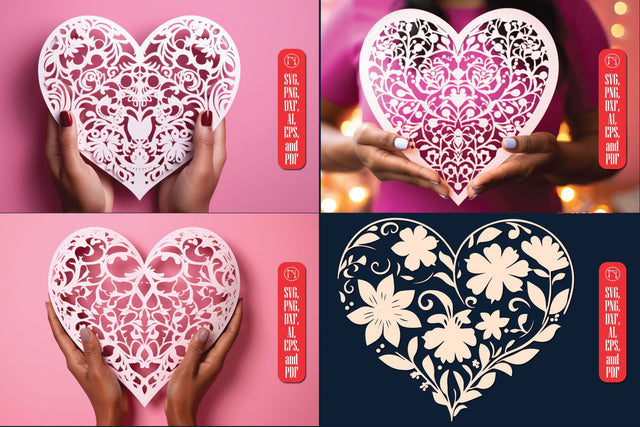Paper Cut Floral Flower Heart SVG Bundle SVG MD JOYNAL ABDIN 