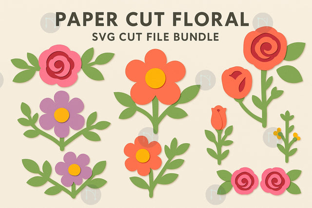 Paper Cut Floral SVG Cut File Bundle SVG MD JOYNAL ABDIN 