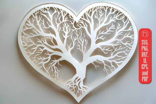 Paper Cut Heart Shape Tree SVG Cut File SVG MD JOYNAL ABDIN 