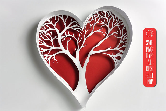Paper Cut Heart Shape Tree SVG Cut File SVG MD JOYNAL ABDIN 