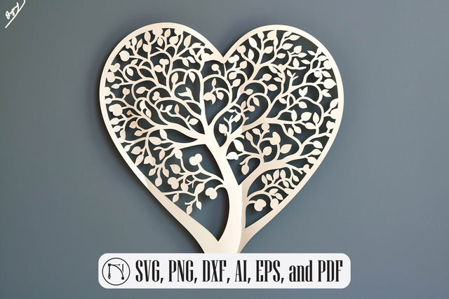 Paper Cut Heart Shape Tree SVG Cut File SVG MD JOYNAL ABDIN 