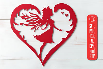 Paper Cut Heart with Fairy SVG Cut File SVG MD JOYNAL ABDIN 