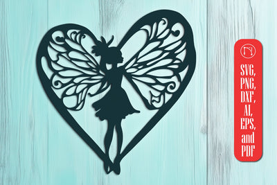 Paper Cut Heart with Fairy SVG Cut File SVG MD JOYNAL ABDIN 