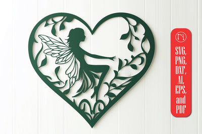 Paper Cut Heart with Fairy SVG Cut File SVG MD JOYNAL ABDIN 