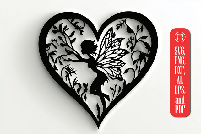 Paper Cut Heart with Fairy SVG Cut File SVG MD JOYNAL ABDIN 