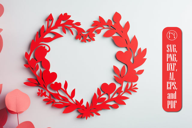 Paper Cut Heart Wreath SVG Cut File SVG MD JOYNAL ABDIN 
