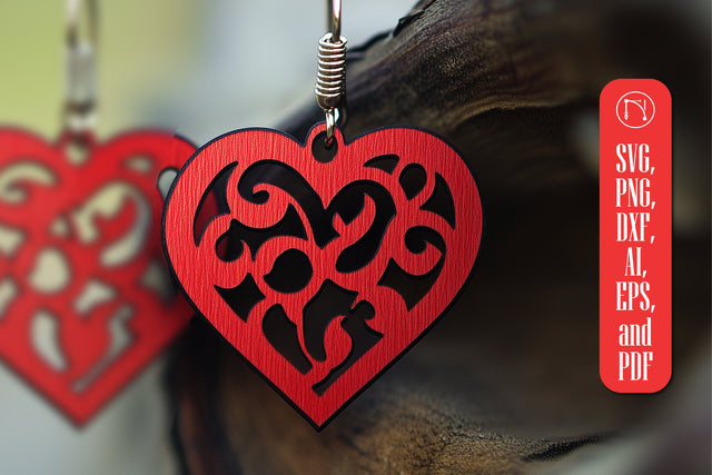 Paper Cut Hearts Earrings SVG Cut File SVG MD JOYNAL ABDIN 