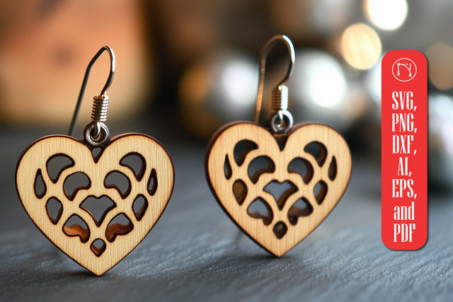 Paper Cut Hearts Earrings SVG Cut File SVG MD JOYNAL ABDIN 