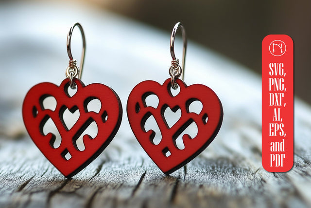 Paper Cut Hearts Earrings SVG Cut File SVG MD JOYNAL ABDIN 