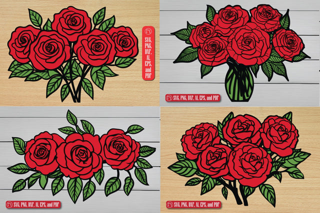 Paper Cut Layer Rose Bouquet SVG Bundle SVG MD JOYNAL ABDIN 
