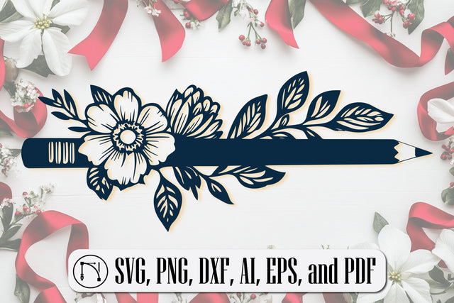 Paper Cut Pencil with Flowers SVG SVG MD JOYNAL ABDIN 