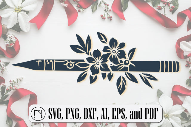 Paper Cut Pencil with Flowers SVG SVG MD JOYNAL ABDIN 