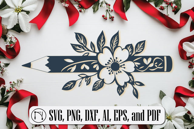 Paper Cut Pencil with Flowers SVG SVG MD JOYNAL ABDIN 