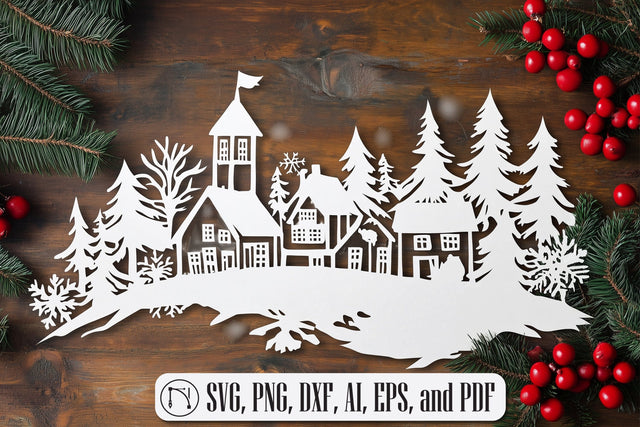 Paper Cut Santa's Village SVG SVG MD JOYNAL ABDIN 