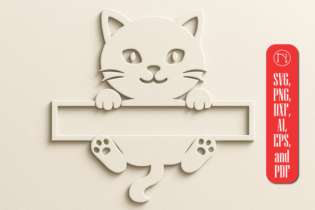 Paper Cut Split Cat Monogram SVG Cut File SVG MD JOYNAL ABDIN 