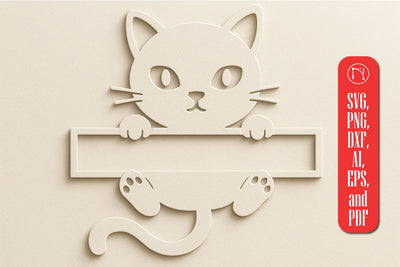 Paper Cut Split Cat Monogram SVG Cut File SVG MD JOYNAL ABDIN 
