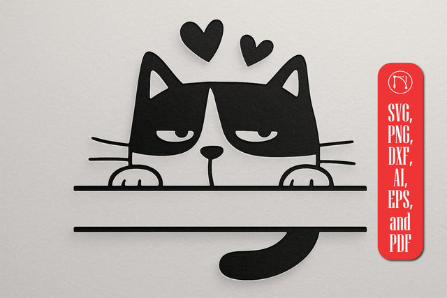 Paper Cut Split Cat Monogram SVG Cut File SVG MD JOYNAL ABDIN 