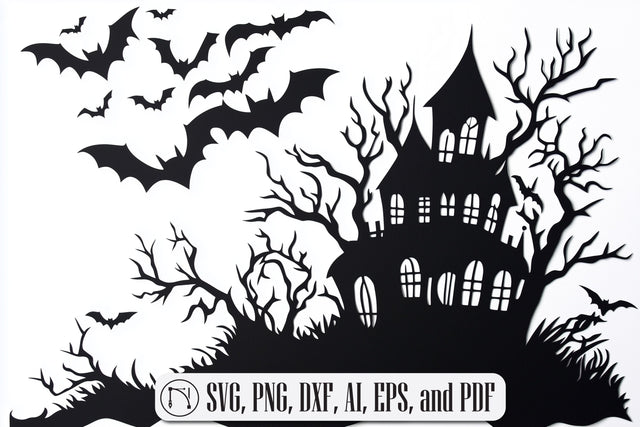 Paper Cut Spooky Haunted House SVG SVG MD JOYNAL ABDIN 