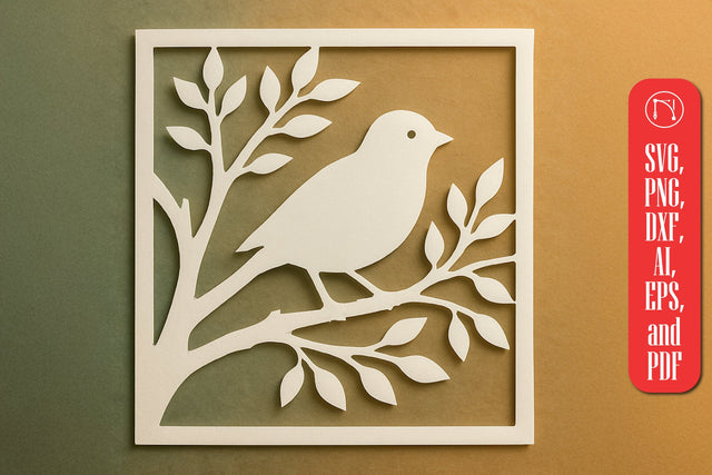 Paper Cut Tree with Bird Wall Decor SVG SVG MD JOYNAL ABDIN 