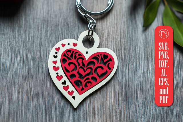 Paper Cut Valentine's Day Keychain SVG SVG MD JOYNAL ABDIN 