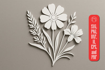 Paper Cut Wildflower SVG Cut File SVG MD JOYNAL ABDIN 