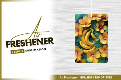 Paper Cutout Bananas and Orange Yellow Flowers with Green Leaves Floral Arrangement Sublimation Regulrcrative 