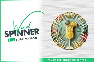 Paper Cutout Cocktail with Straw and Lemon Slice Surrounded by Tropical Foliage Sublimation Regulrcrative 