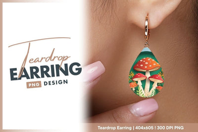 Paper Cutout Illustration of Red and Orange Mushrooms with White Dots in a Forest Sublimation Regulrcrative 